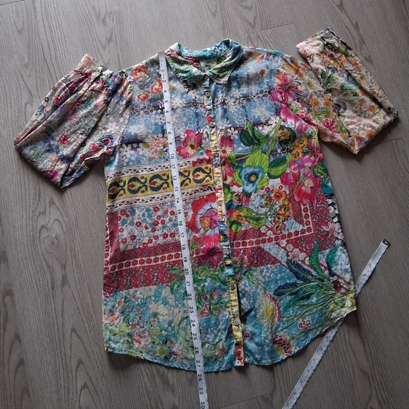 Johnny Was Milla Long Sleeve Floral Patchwork Blouse - Picture 15 of 16